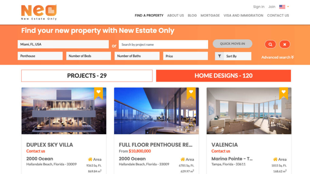 neo new estate only property type research